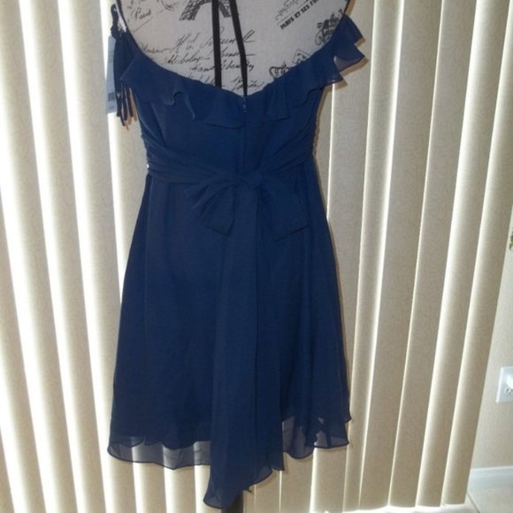 *FINAL PRICE* Navy Blue Strapless Ruffle Short Party Dress Size 16 - Picture 5 of 8